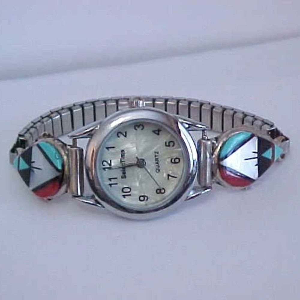 Sterling Silver Women's Inlay Watch by C Nilha